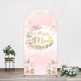 Lofaris Floral Over The Moon Pink Baby Shower Arch Backdrop